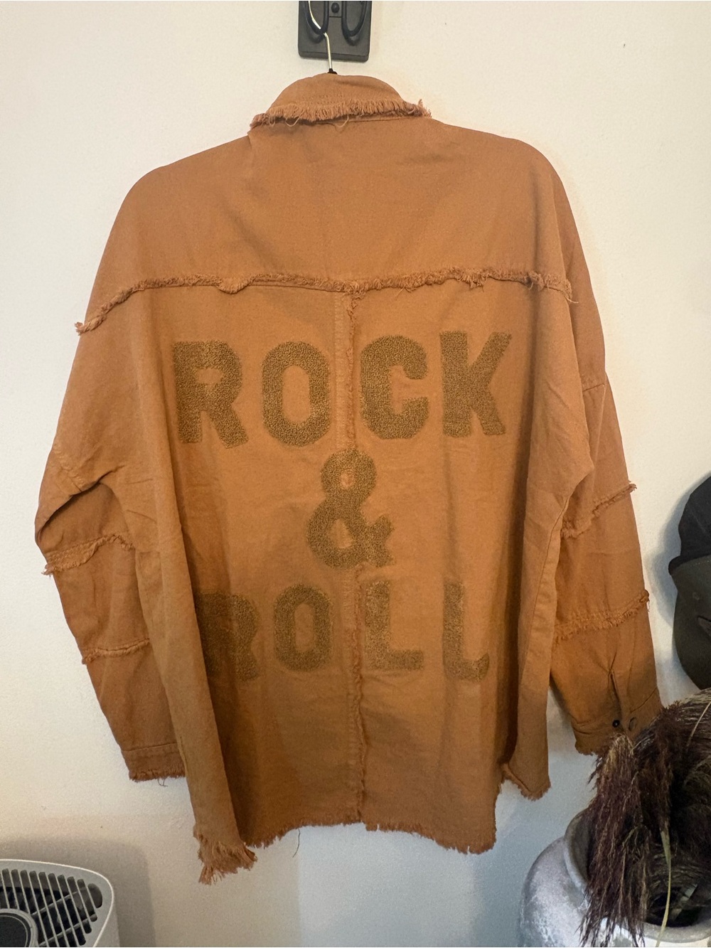 Elan Rock & Roll Distressed Button-Up Jacket - Brown Large NWT🌺